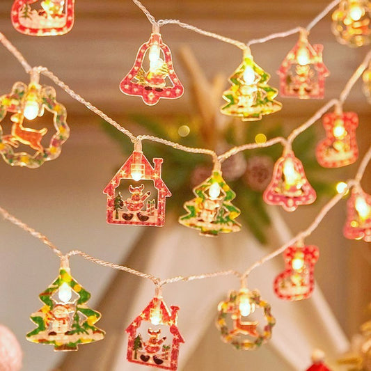 Christmas LED String Lights – Santa, Snowman & Tree Decorative Chain for Holiday Home & Party Décor
