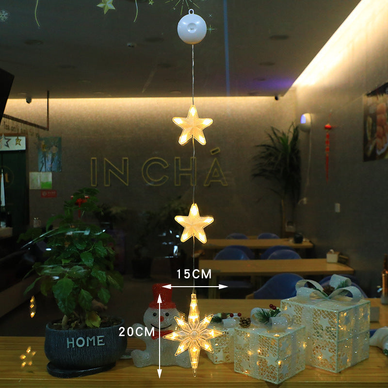 Christmas LED Star Lights – 3pcs Hanging Window Lamp Set for Home Xmas Tree & New Year Decorations