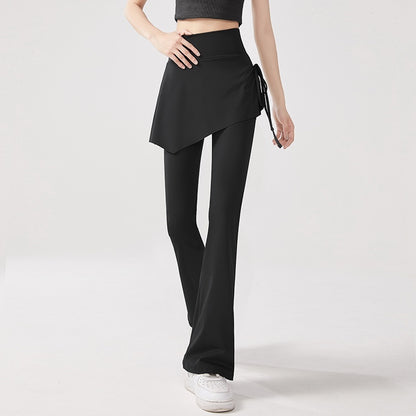 Women’s Fake Two-Piece Skort Pants – High Waist Flare Leggings with Anti-Exposure Skirt