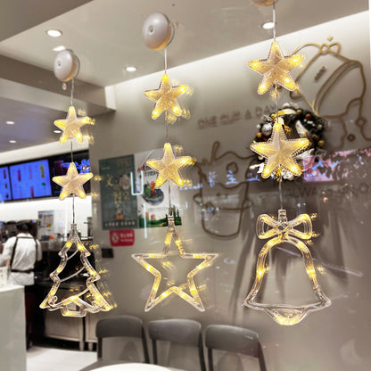 Christmas LED Star Lights – 3pcs Hanging Window Lamp Set for Home Xmas Tree & New Year Decorations