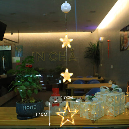 Christmas LED Star Lights – 3pcs Hanging Window Lamp Set for Home Xmas Tree & New Year Decorations